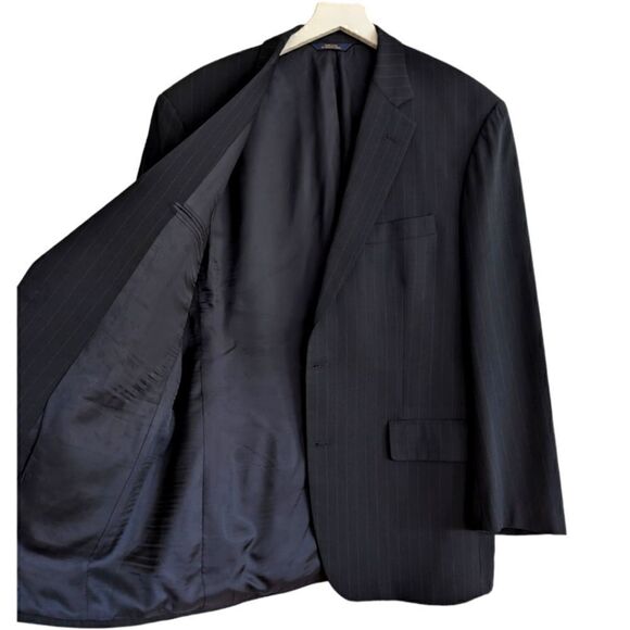 Brooks Brothers Brooksease USA Men's Pinstripe Navy Two Button Blazer Wool Sz 43 - Picture 4 of 9